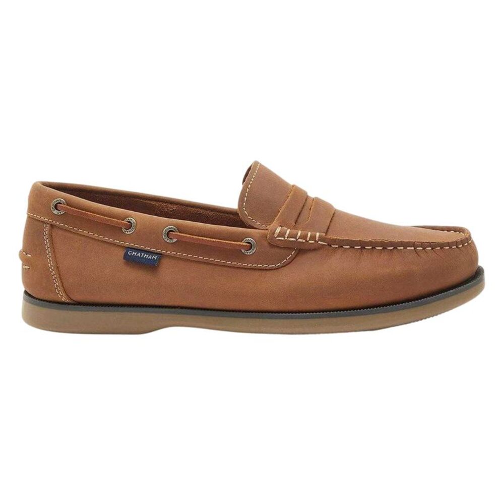 Chatham Mens Leather Slip-on Flat Loafers / Tan
